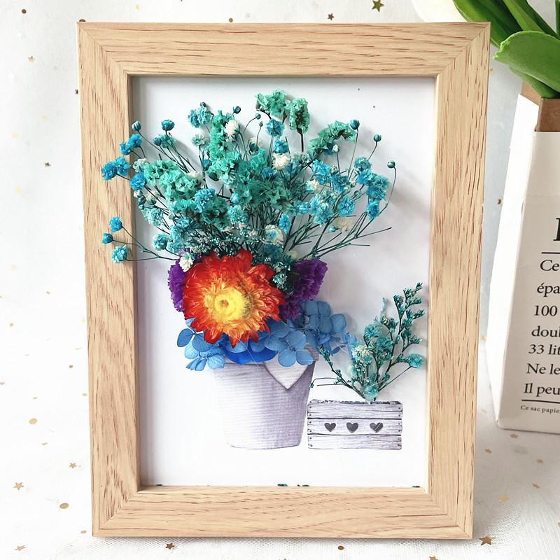 Handmade A4 Photo Frame with Dried Flowers - DIY Kit for Wall Decoration or Valentine's Day Gift
