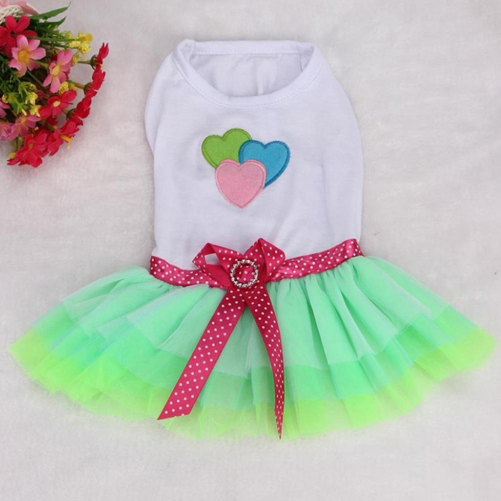 Платье для питомца, дышащая хлопковая юбка принцессы с рисунком в виде сердечек для прогулок