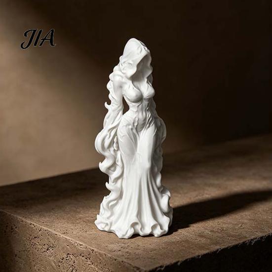 Mysterious Ethereal Decorations 3D Printed Ghost Girl Figurine, Creative Woman Desktop Ornament for Home Modern Sculptures Decor, Elegant Resin Statue