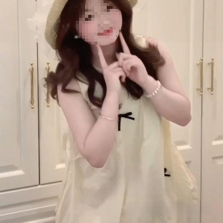 French Sweet Bowknot Sleeveless Dress With Knit Fabric For Summer Casual Wear