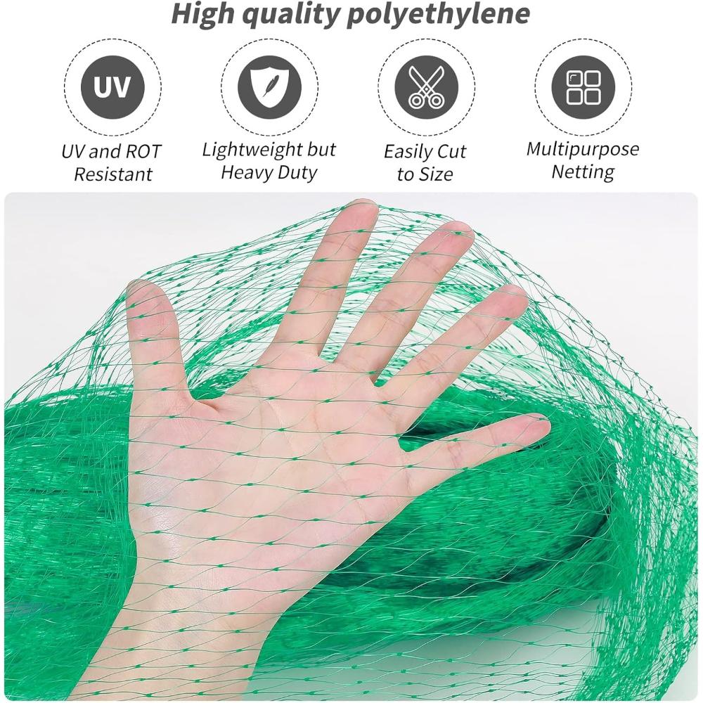 Garden Netting Anti Bird Net, Heavy Duty Polyethylene Woven Mesh Fruit Trees Grapes Plants, Durable Stretch Fencing Garden Net