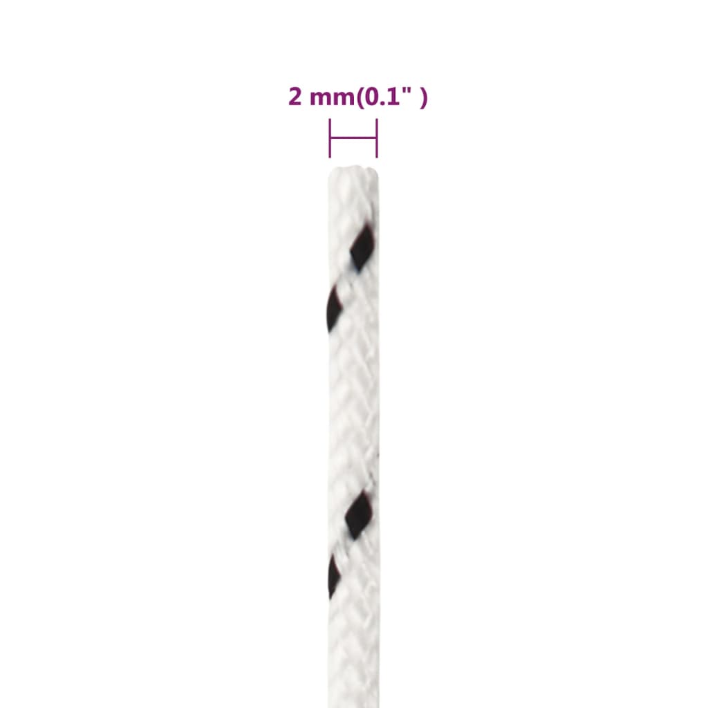 Boat Rope Braided White 2 mm * 500 m Polyester