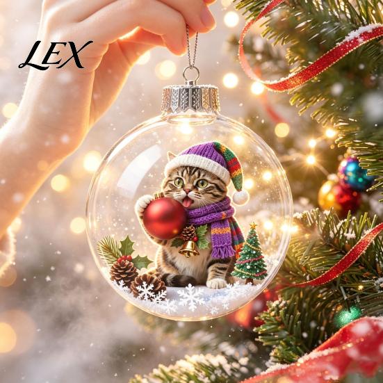 Glowing Christmas Tree Ornaments Story Ornament, Light?Up Mini Animals Hanging Ball Ornament with Warm Festive Indoor Decor LED Light, Cute