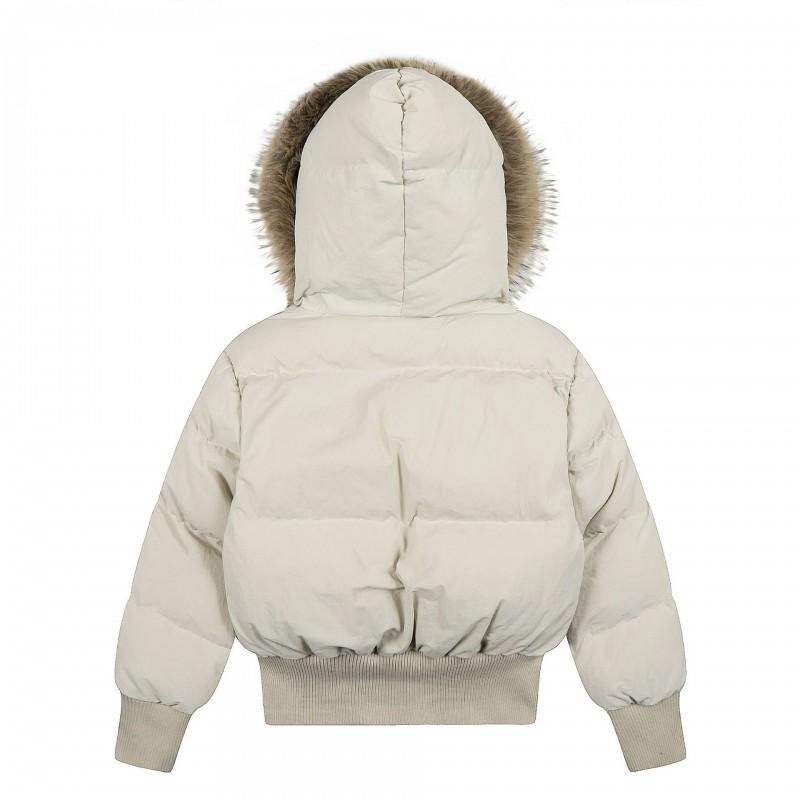 Mens Oversized Retro Embroidered Puffer Jacket With Faux Fur Collar Winter Warm Cotton Coat