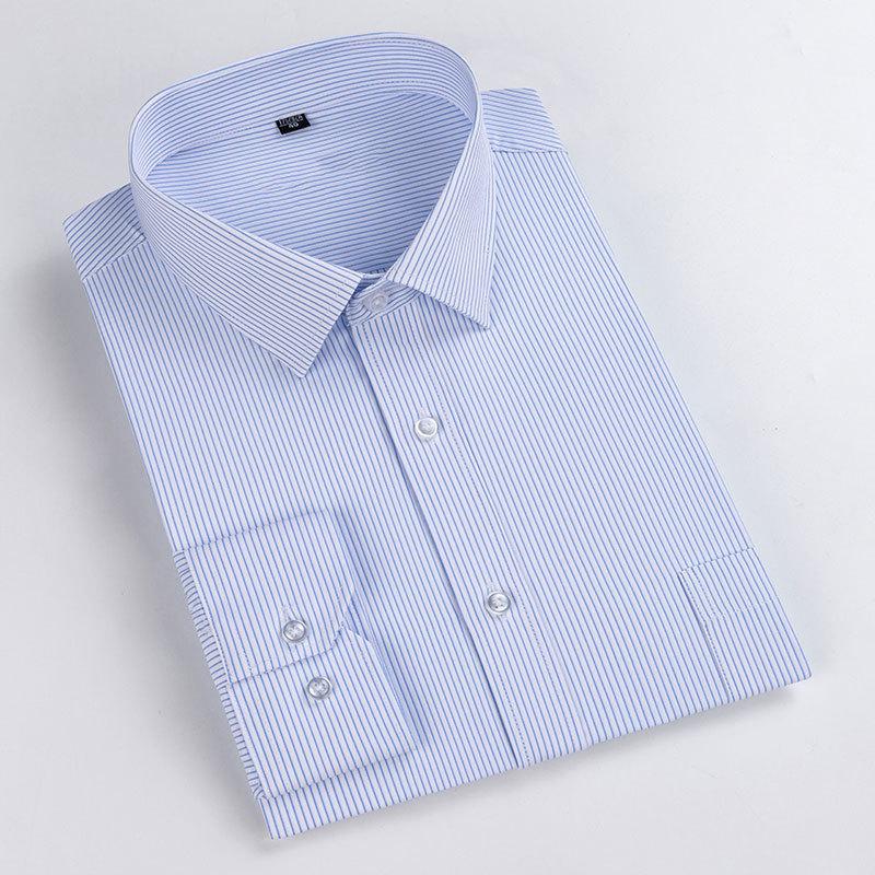 Деловая мужская полосатая рубашка с длинными рукавами, мужская профессиональная официальная одежда без глажки, молодежная рабочая одежда, рабочая одежда, мужская рубашка
