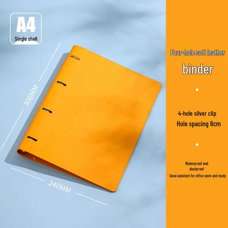 A4 Removable 4-Hole Loose-Leaf Grid Notebook - Simple College Student Design