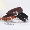 Womens Needle Silver Buckle Slim Belt Premium Minimalist Versatile Accessory