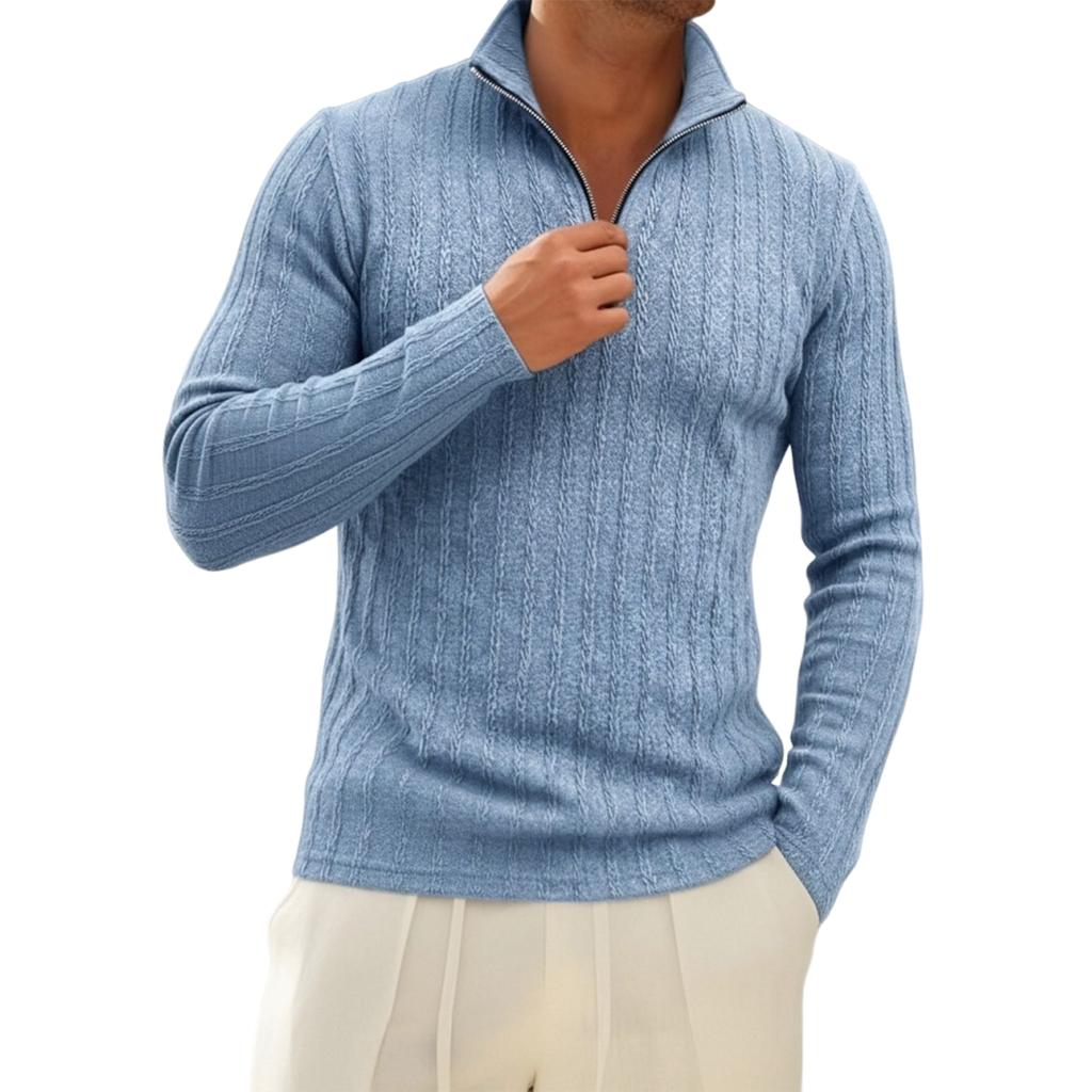 Мужская повседневная рубашка с четвертью молнии, топ с длинным рукавом