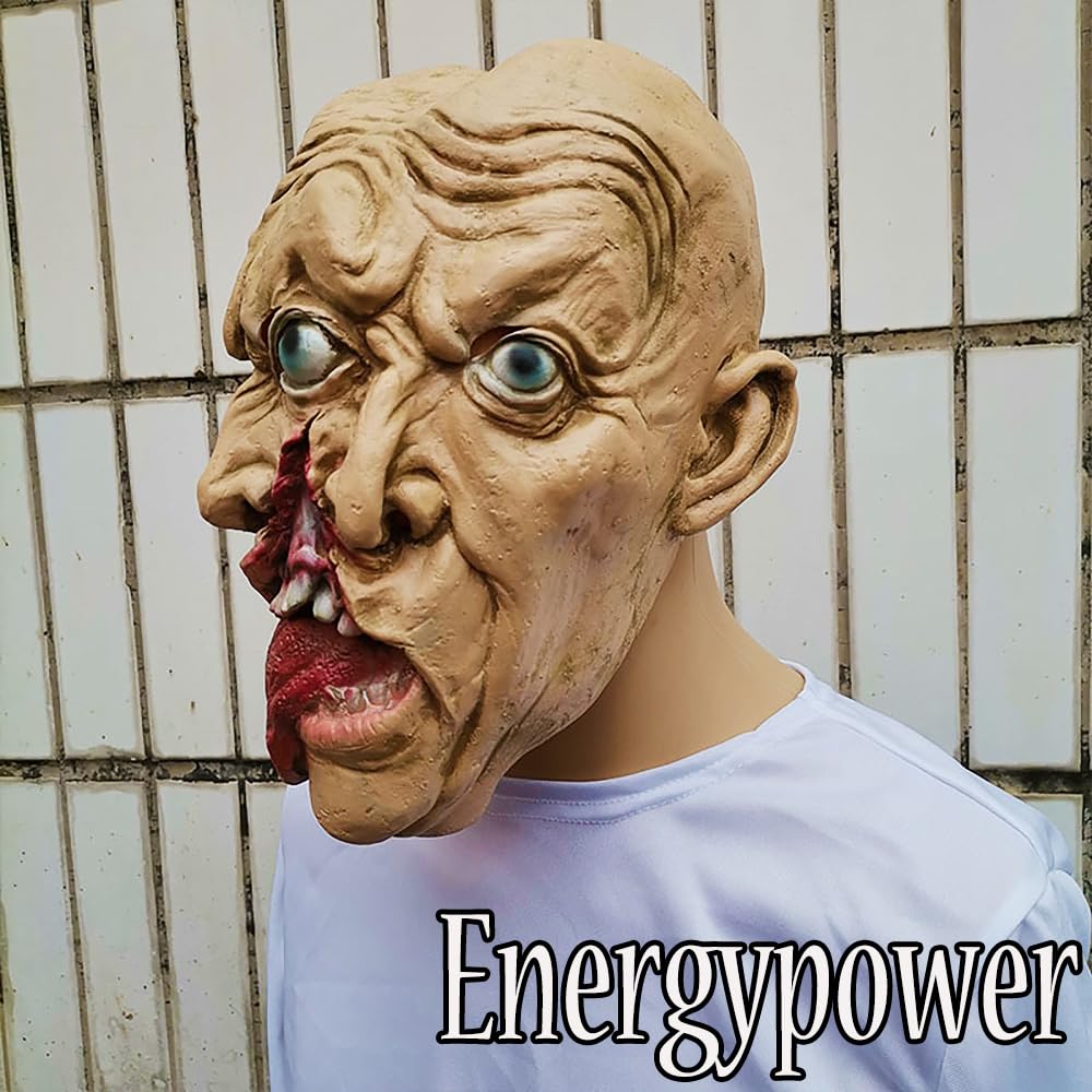 [EnergyPower] Маска зомби для костюма на Хэллоуин - Двуликая - Страшная! Маска Убийцы Ужасов Профессионального Качества - Полное Лицо - Супер Реалистичный Дизайн - Jo