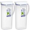 [.co.jp Exclusive] Iwasaki Industrial Lastroware Fellowes One-Push Pitcher, 2.0L, Set of 2, White, with Easy-Grip Handles, Heat-Resistant, One-Push Op