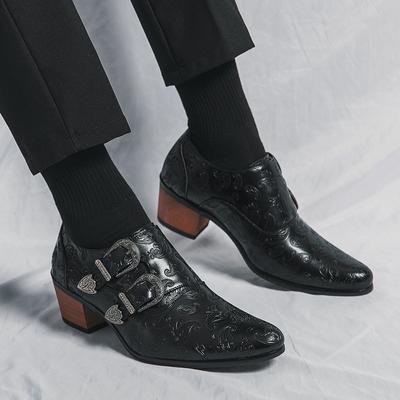 Fashion Men's Wedding Shoes Fashion Slim Fit Pointed High Heel Pullover Shoes Breathable Leather Shoes Classic Vintage Men's Dress Shoe