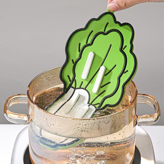 Держатель для крышек кастрюль Нескользящая прорезь Форма пекинской капусты Силиконовая подставка для крышек кастрюль Хранение разделочных досок Кухонный органайзер