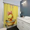 Yellow Duck Cartoon Pattern Digital Print Shower Curtain, Bathroom Decor Home Decoration , Four Seasons Woven Polyester Fabric