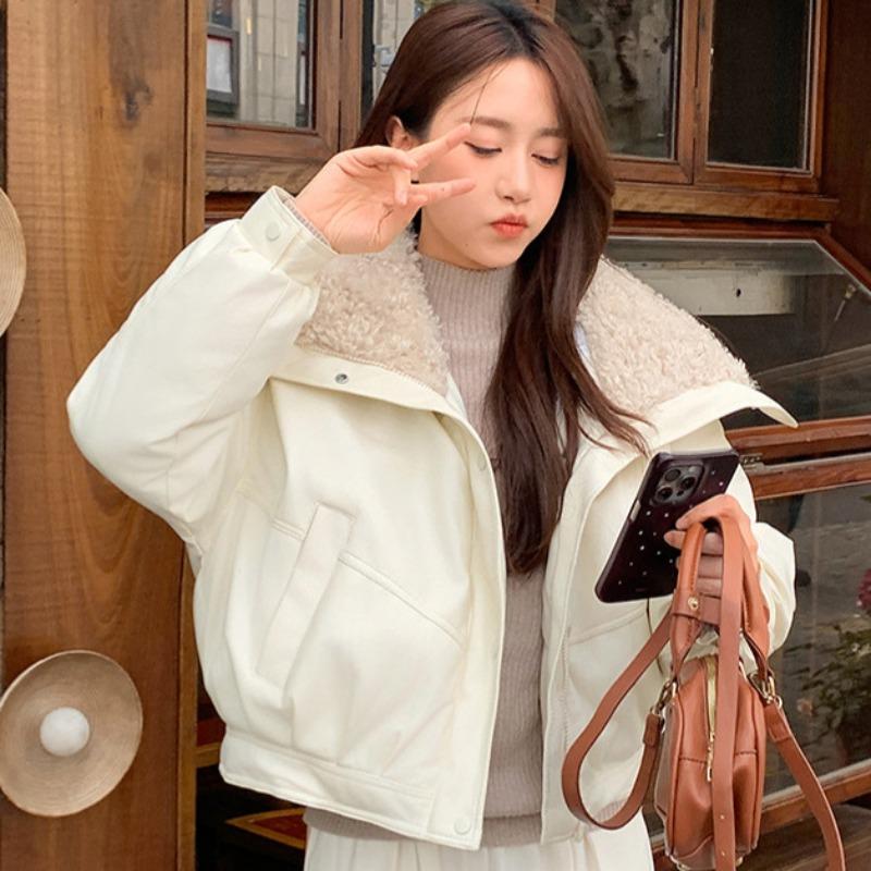 Новая хлопковая одежда женская короткая из овечьей шерсти с большим лацканом хлопковая одежда женские куртки зимняя в стиле колледжа маленькая мужская одежда для улицы