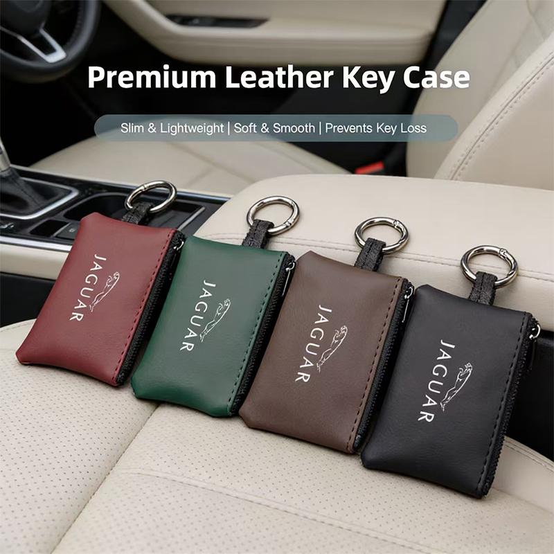 Car Leather Key Wallet Card Bag Emblem keychain Pouch For Jaguar XKR XEL XFL S F XK XJL XJ6 XJS E-Pace I-Pace S-Type X-Type XFR PP21