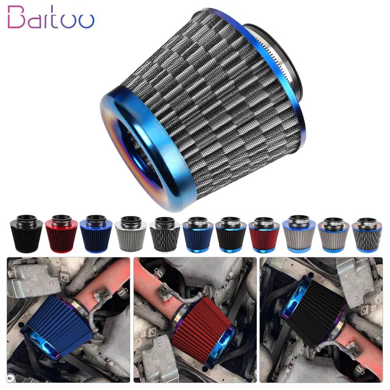 76MM 3" Burnt Blue Stainless Steel Mesh Cone Power Intake High Flow Cold Air Filter Air Intake Filter Induction Kit OFI074