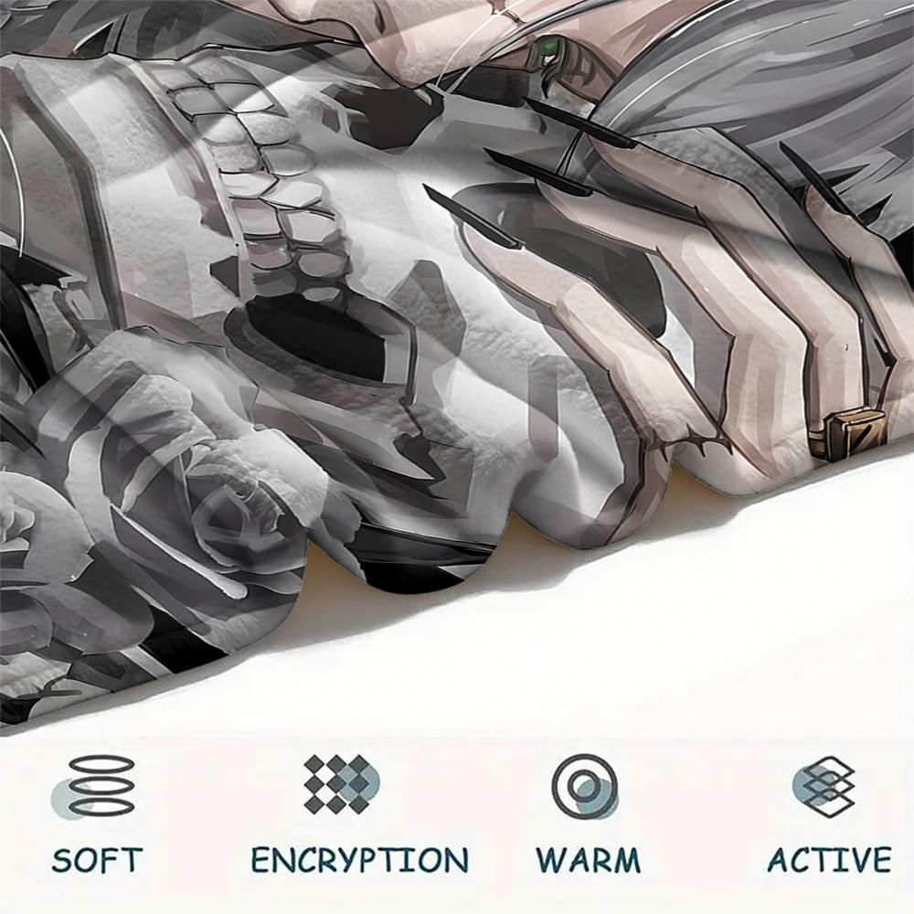 1 шт. Фланелевое одеяло с принтом «Черный дворецкий», Высококачественное, Для всех сезонов, Декор для дома, Тепло и уют, Идеально подходит для рождественских подарков