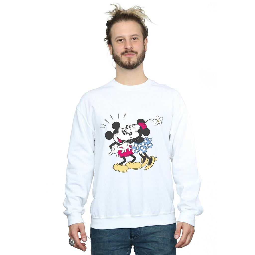 Disney Mens Mickey And Minnie Mouse Kiss Sweatshirt