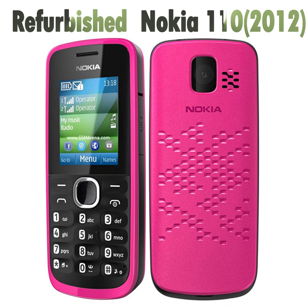 Восстановленный Nokia Оригинальный Nokia 110 (2012) Мобильный телефон с двумя SIM-картами