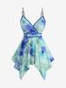 Rosegal Plus Size Tie Dye Printed Floral Surplice Handkerplate Top Cami