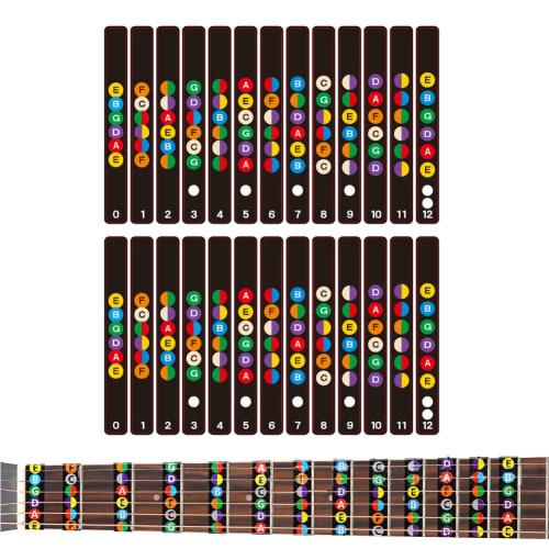 Shttown Guitar Fingering Chord Practice Stickers, Fret Stickers, Easy for Beginners, Electric and Acoustic Guitars, Set of 2 (Black)