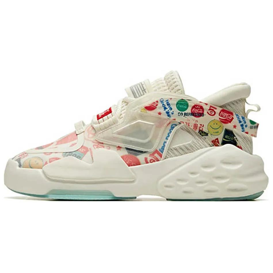 Anta Bastard Cushioning Slip Resistant Abrasion Resistant Low top Chunky Sneakers Women's White Red Blue (Unisex)