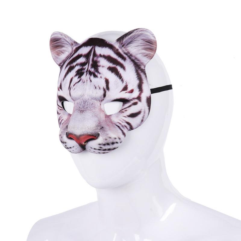 Halloween Tiger Half Face Mask Realistic Animal Facial Mask For Cosplay Masquerade Party Festival