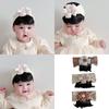 Baby Girls Flower Hairband with Soft Wig Bangs Fashionable Infants Hairpiece Headband with Cute Polka Dot Decoration