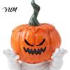 Cute Spooky Home Decor Pumpkin Head Mummy Statue, Funny Halloween Decorations, Sitting Ornaments Resin Figurine for Desktop Shelf Sitter Outdoor