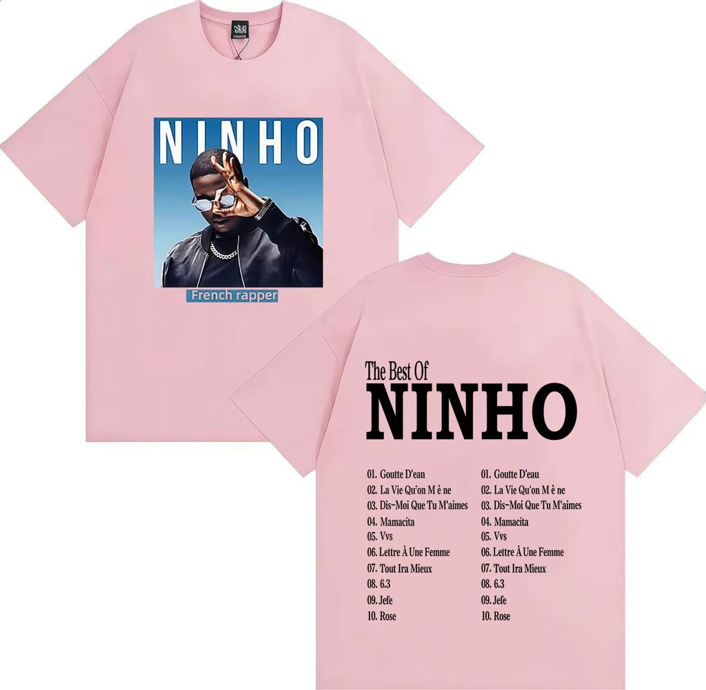 Французский Поп-рэпер Ninho Готическая Графика Высококачественная Футболка Оверсайз Повседневная Хлопковая Футболка Мужская Женская Хип-Хоп Футболки Streetwear