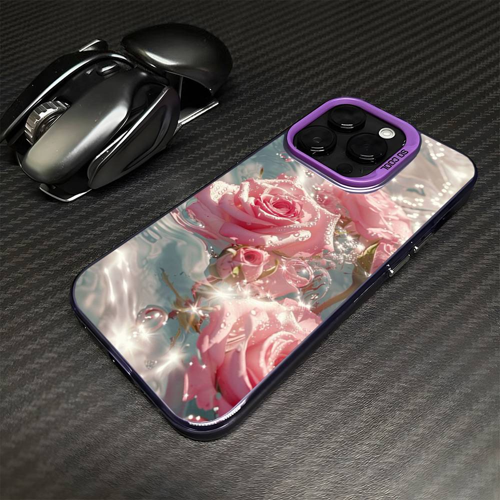 Цветы в воде Реалистичный чехол для телефона для iPhone17,16,15,14,13,12,11 Plus,Pro Max Фиолетовый Матовый Ударопрочный чехол