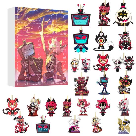 Yousheng  Hazbin Hotel Advent Calendar 24 Day Christmas Countdown Box with Unique Window Design Multifunctional Holiday Decoration for Kids Rooms Cars
