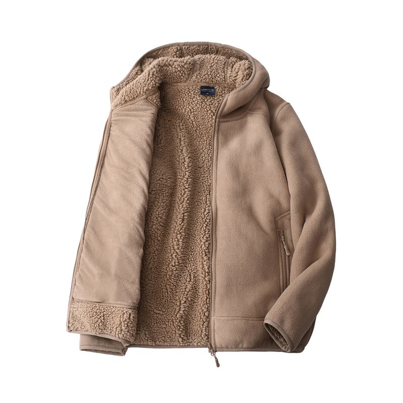 Berber Fleece Outerwear Men's Winter Fleece-lined Thickened Hooded cardigan Double-sided Polar Fleece Hoodie Foreign Trade Men's Clothing Jacket