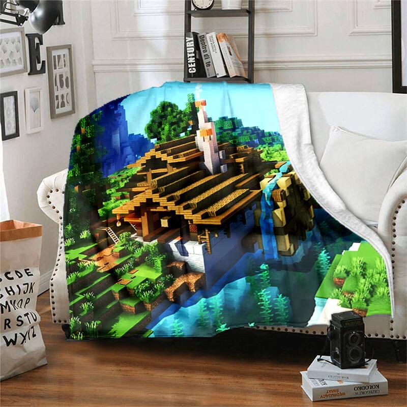 1pc Blanket Minecraft5 Print Design, Lightweight Blanket for Sofa, Bed- Soft &Warm, Gift for All Seasons like Christmas, Halloween