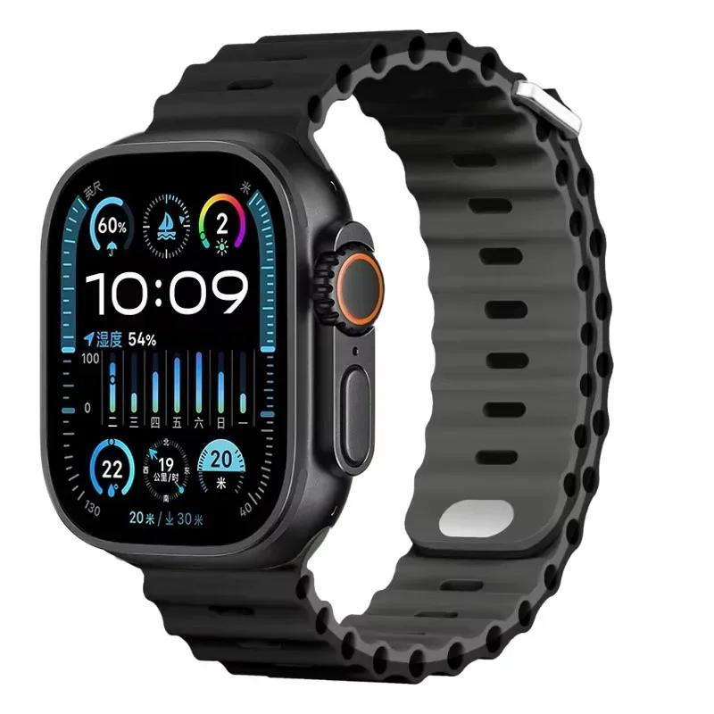 Силиконовый ремешок Ocean для Apple Watch Ultra 3/2 49 мм Серии 11/10 46 мм 42 мм 9 8 7 45 мм 41 мм Ремешок для часов iWatch 6 5 SE 44 40 мм