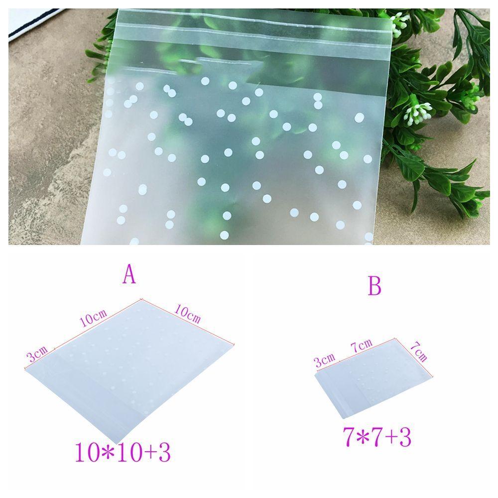 100 PCS New Baking Cookie Self Adhesive Plastic Packaging Bag Seal OPP White Dots