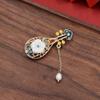 Antique Brooch Female High-end Sense High-end Court Temperament Elegant Pearl Pin Cheongsam Placket Hanfu Accessories Corsage