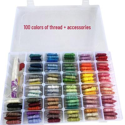 Набор для вышивания крестом 36/50/100 цветов с предварительно намотанными бобинами и мулине в коробке