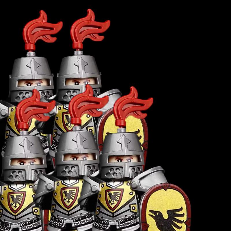 MOC Medieval Knight Castle Figures Building Blocks Weapon Wolf Swordsmen Guard Bow Arrow Shield Flags Warhorse Toys Gifts S002