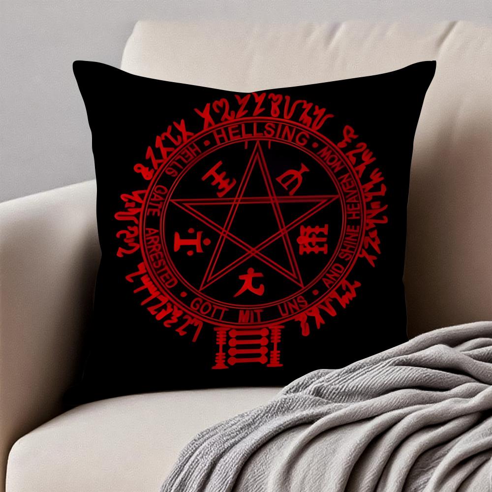 anime dark Anime HHellsing UUltimate Cushion Cover Pillowcase Antidustmite Invisible Zipper Short Plush Sofa Cushion