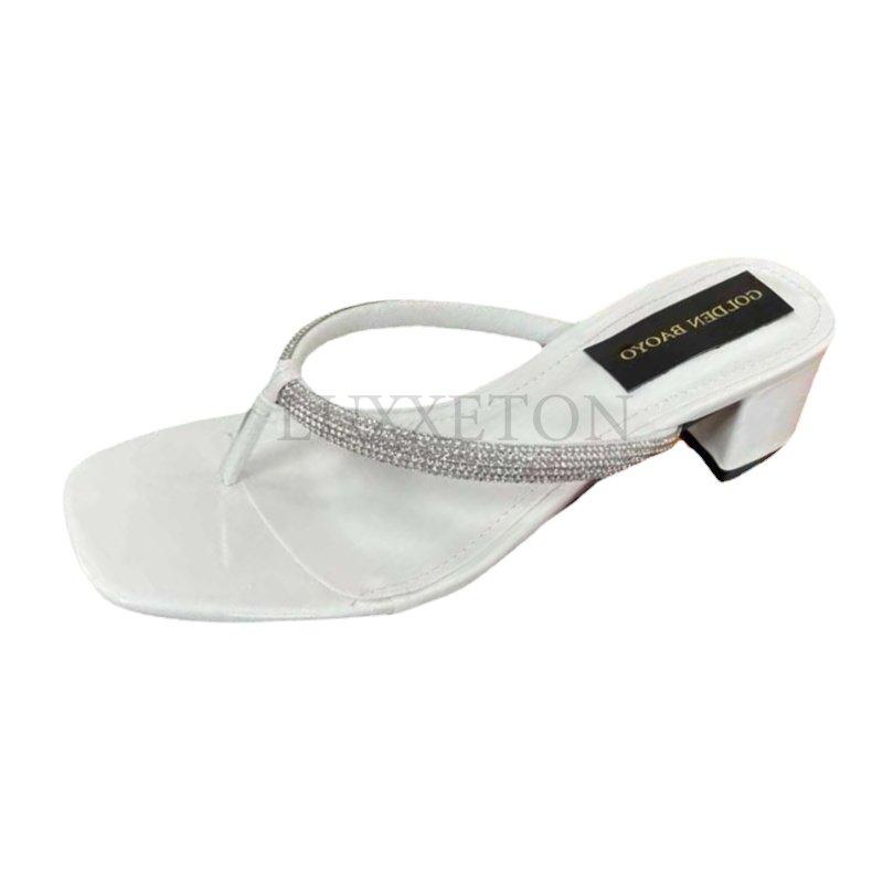 Туфли на тонком каблуке Женские тапочки Уличные шлепанцы Резиновые шлепанцы Мюли на каблуке Низкие пантофли Черные сандалии Гавайские высокие блестки