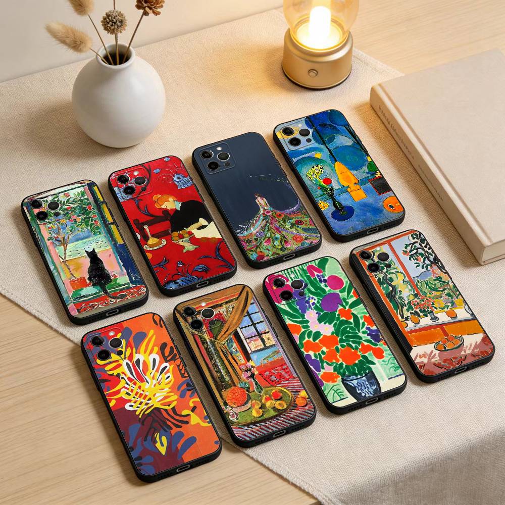 H-Henri Matisse Painting Soft Silicone Black Cover,Phone Case For iPhone 17,16,15,14,13,12,11 Plus,Pro Max,XS