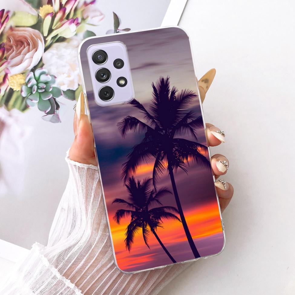 Прозрачный чехол для Samsung Galaxy A72 4G Милые модные цветы Забавный расписной корпус для Samsung A72 4G SM-A725M SM-A725F Чехол