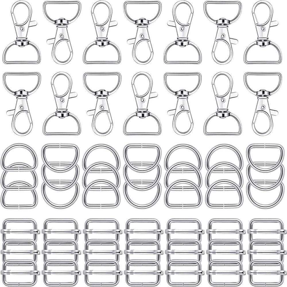 56Pcs Metal Buckles Lobster Claw Clasp Swivel Clasp Keychain Clip Hook  Strap Making