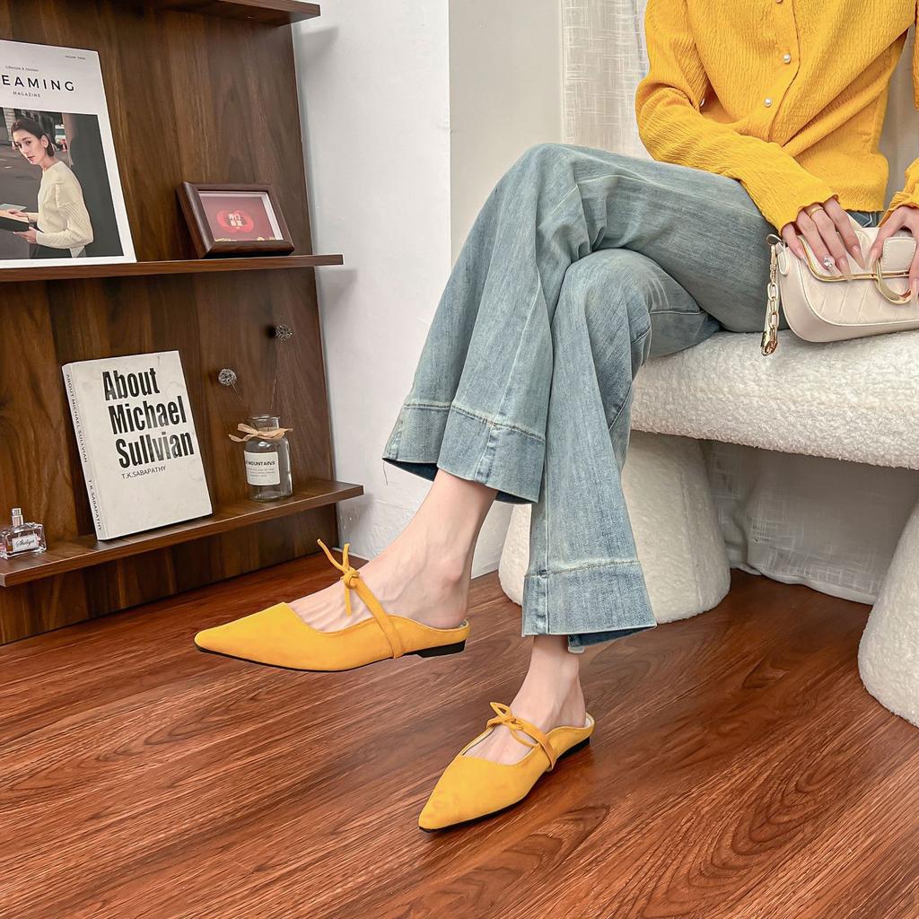 Autumn New Bag Head Cool Slippers Women's Fashion Pointed Muller Shoes Women's Rear Empty Temperament Single Shoes with Women's Shoes