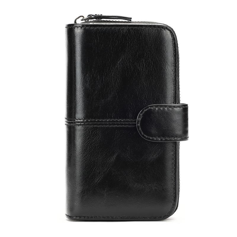 Retro Bag Top-tier Cowhide Men's Wallet Genuine Leather Zipper Coin Purse Leather Card Case