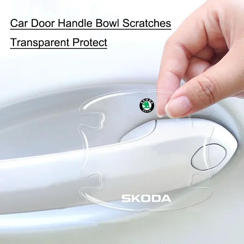 Car transparent door handle sticker door handle protective sticker For Skoda Octavia Fabia Kamiq Kapoq Kodiaq Rapid SCALA Superb