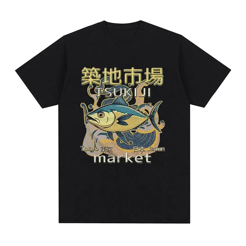 Divertidas camisetas con estampados de mercado de pescados japoneses por camisetas grficas feUnisexinas de alta calidad