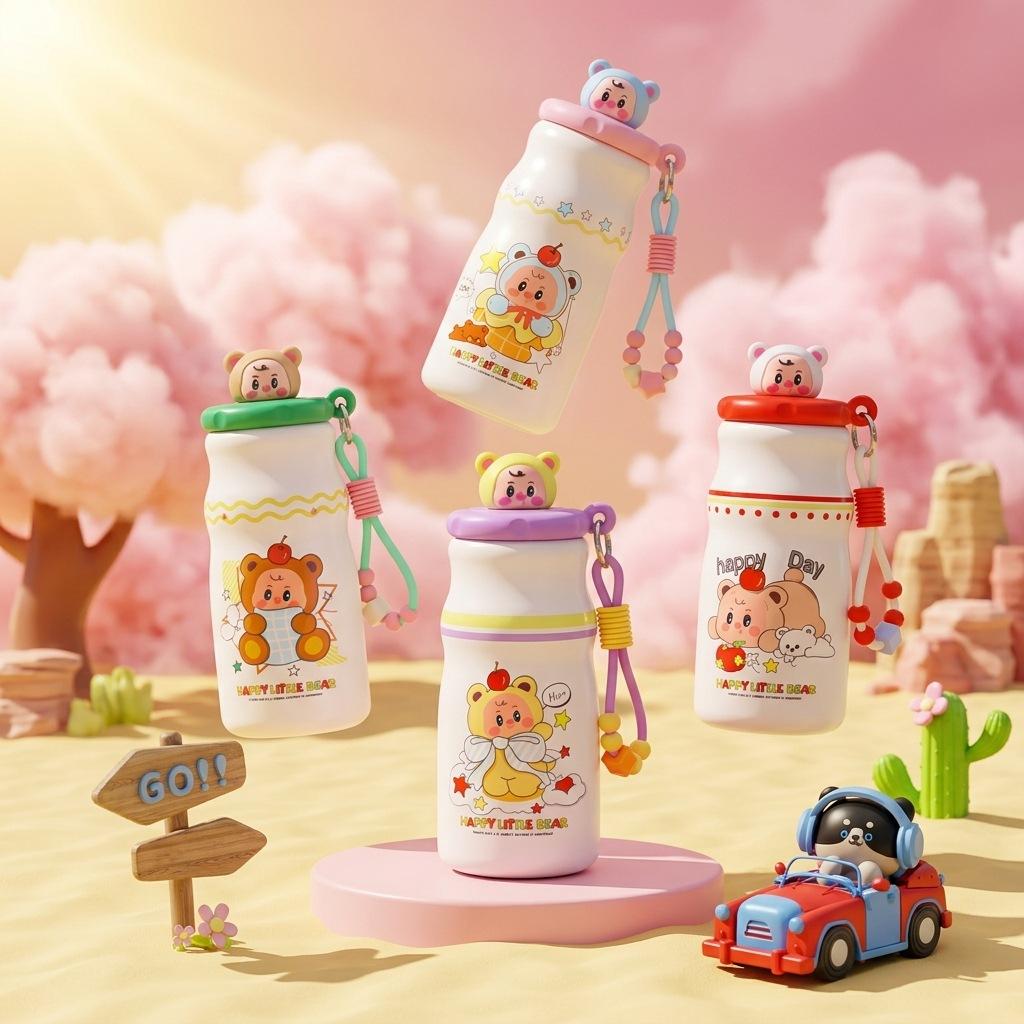 Water bottle doll bear water cup stainless steel thermos cup cartoon water cup pot