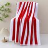 Thickened Beach Towel Contrast Color Stripe Extra Quick Absorbent Lightweight Throw Blanket